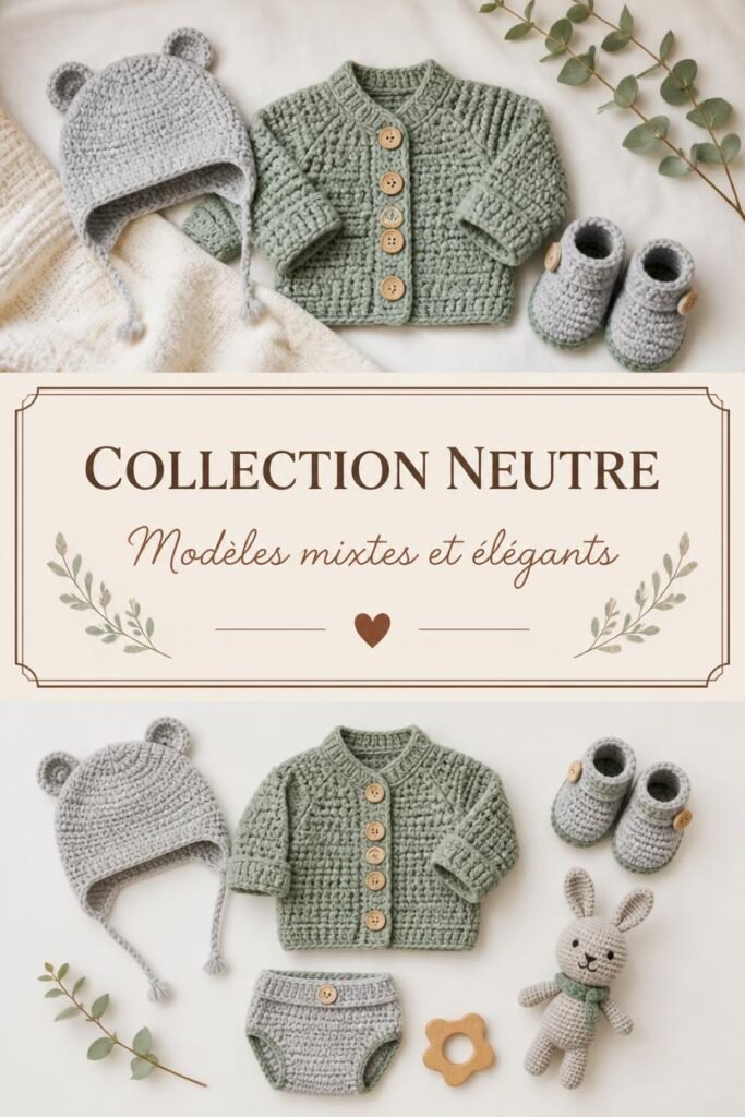 Collection neutre au crochet : modèles mixtes et élégants pour bébé