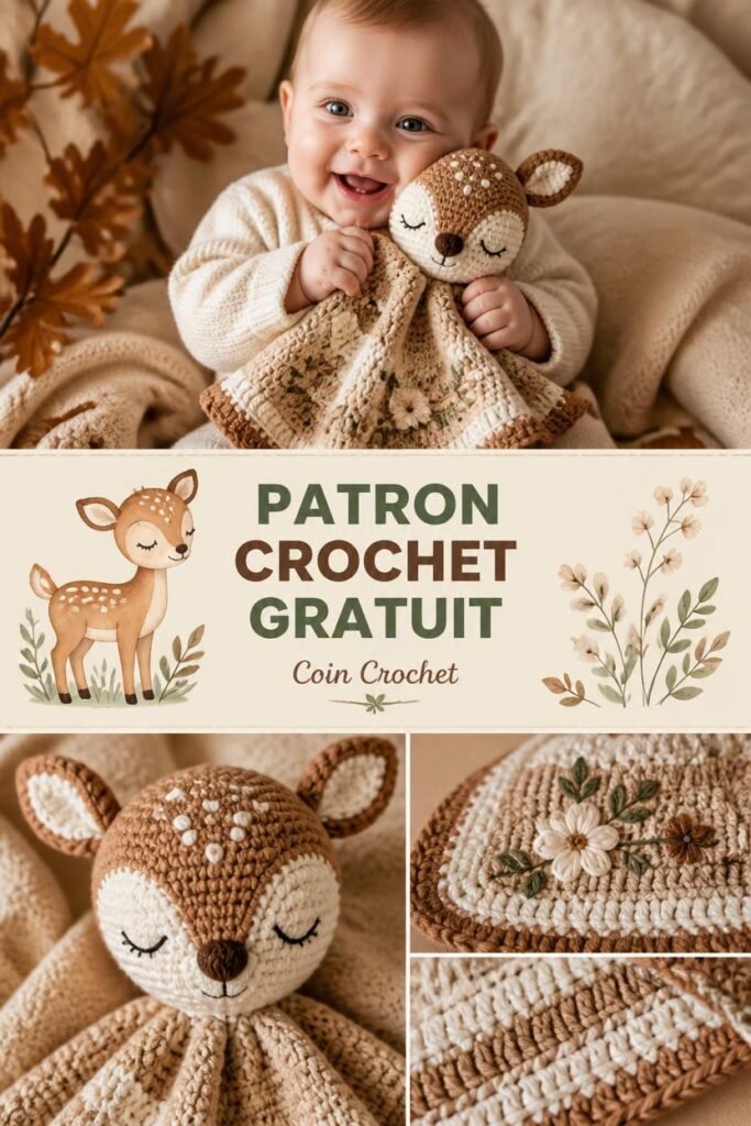 Patron gratuit crochet faon doux pour bébé, amigurumi biche au crochet