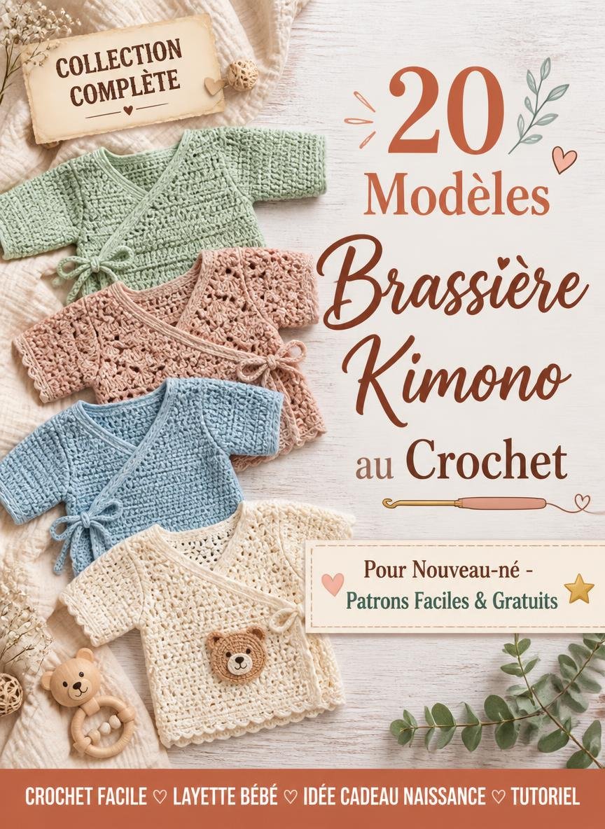 20 Modèles de brassière kimono au crochet pour nouveau-né