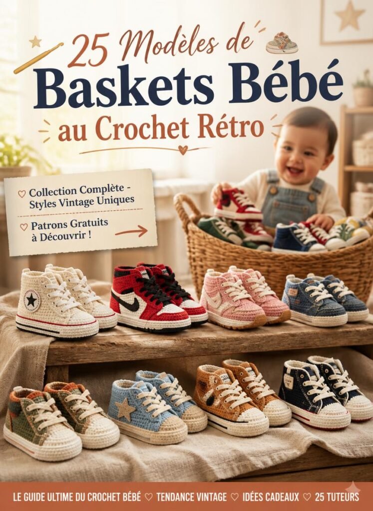 25 Modèles de Baskets Bébé au Crochet Rétro (Patrons Gratuits)